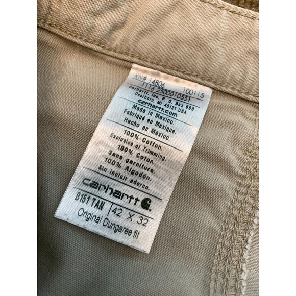 Carhartt Pants Mens 42x32 Canvas Carpenter Cargo Work Utility Loose Khaki B151 - Picture 7 of 8